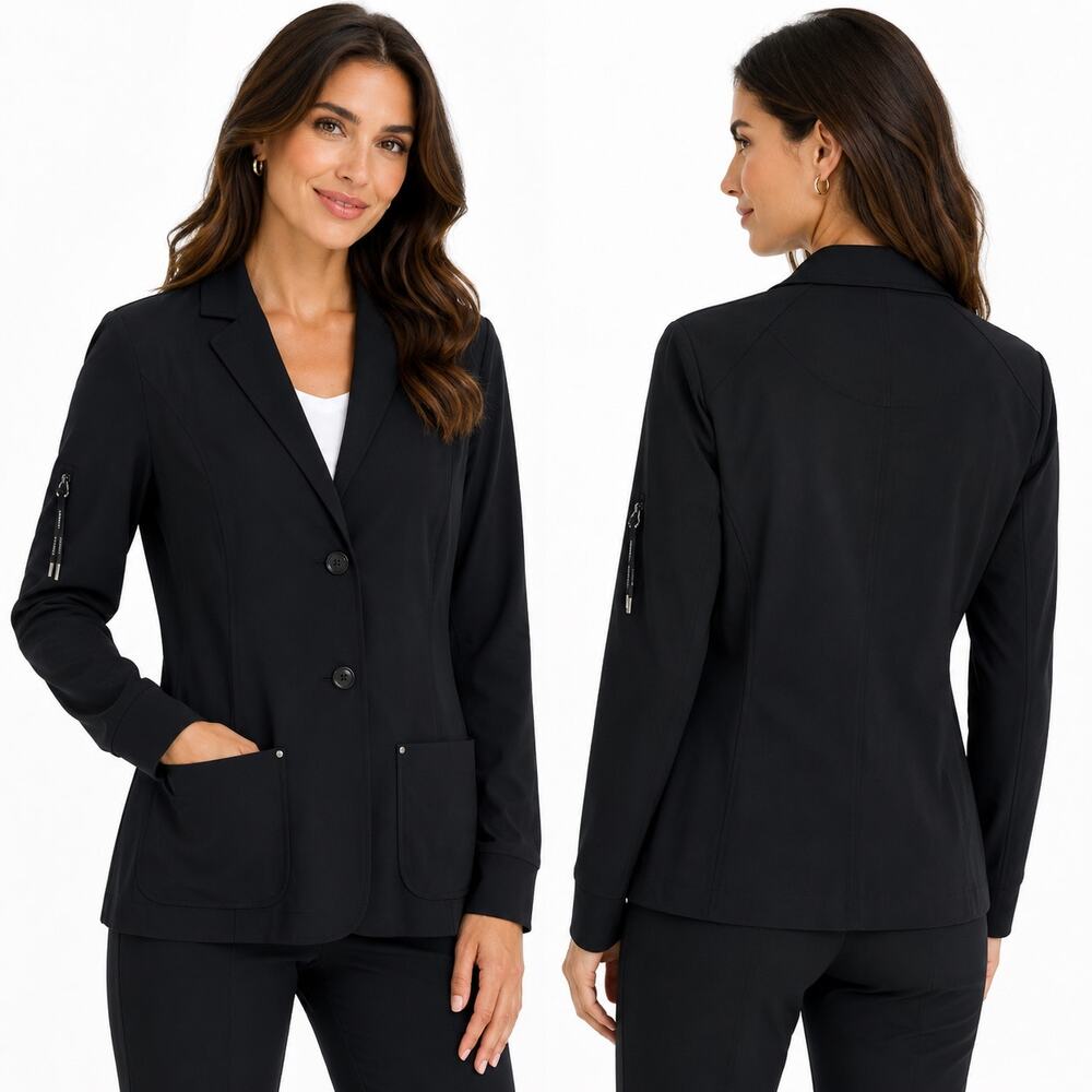 Marc Cain Sports Black Stretch Blazer Jacket N6 US 14 Designer MSRP $470